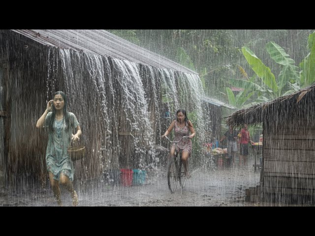 CAN YOUR BODY RELAX? ⛈️ Heavy Rain & Strong Winds in Rural Indonesia 🌧️ Overcome Insomnia