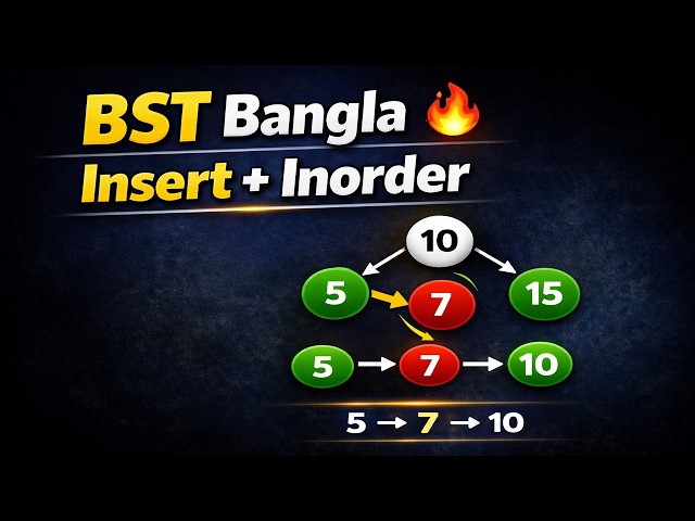 BST Tutorial Bangla | Create, Insert Node & Inorder Traversal Explained
