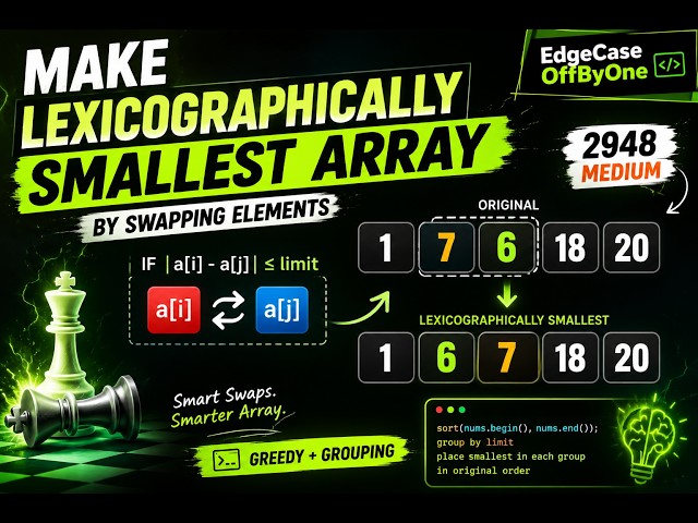 Daily LeetCode Problem 2948 | Make Lexicographically Smallest Array | Greedy + Sorting