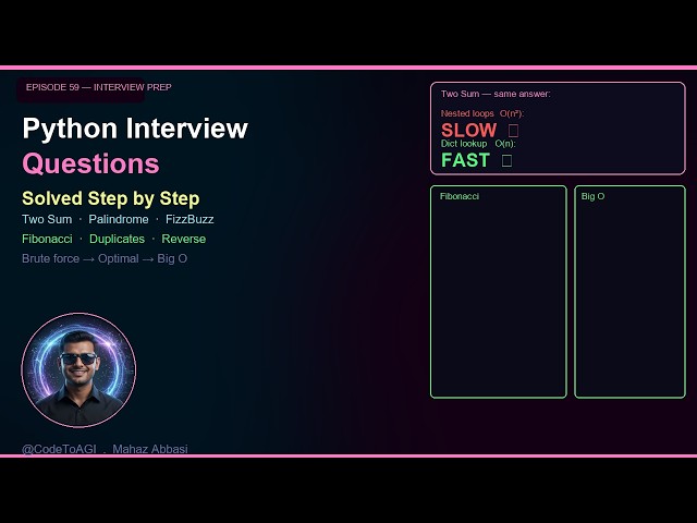 Top Python Interview Questions — Solved Step by Step | Ep 59 | CodeToAGI