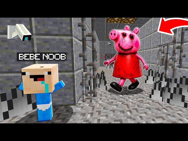 ESCAPE from EVIL PEPPA PIG'S PRISON 😱 Baby Noob in MINECRAFT