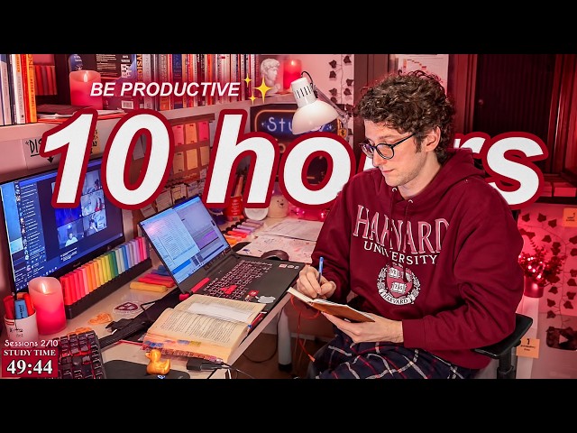 STUDY WITH ME LIVE | 10 HOURS ✨ Harvard Alumnus, Chill Work With Me, Rain Sounds, Pomodoro Timer