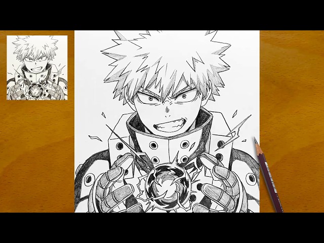 Bakugo Katsuki Pencil Drawing Tutorial | Powerful Anime Style