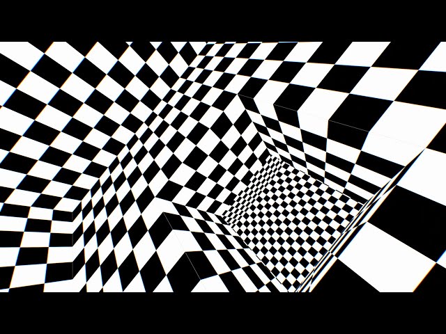 Inside 3D Black and White Checkerboard Optical Illusion Endless Room 4K UHD 60fps 1 Hour Video Loop