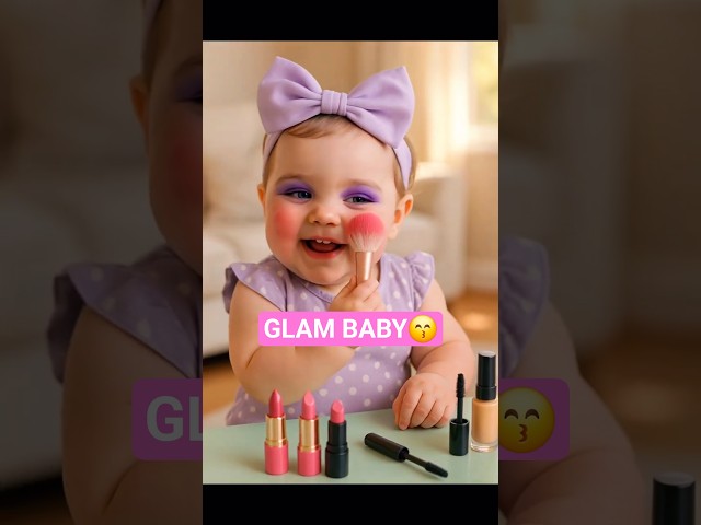 This Baby Slays Her First Makeup Look! 💄👑 #cutebaby #baby #glamour