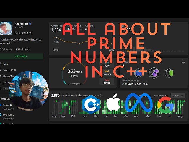 Live DSA and CP | Learning Prime Number and Practice Some Questions | Leetcode | Codeforces