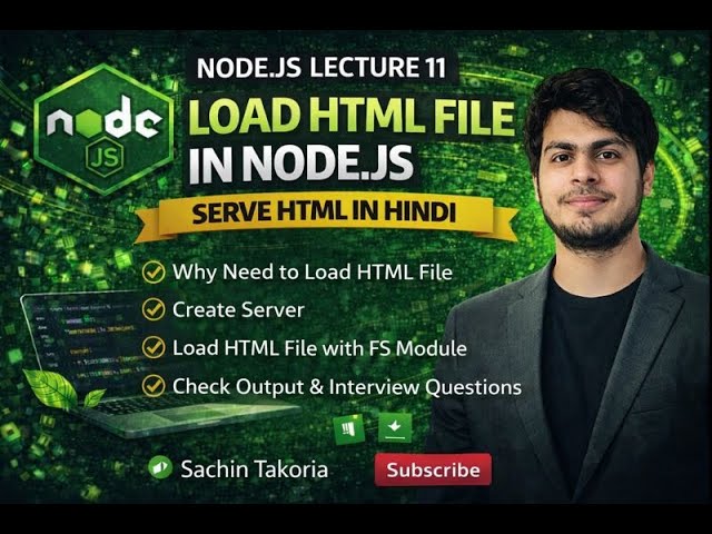 Node.js Lecture 11 | Load HTML File in Node.js | FS Module Explained | Hindi