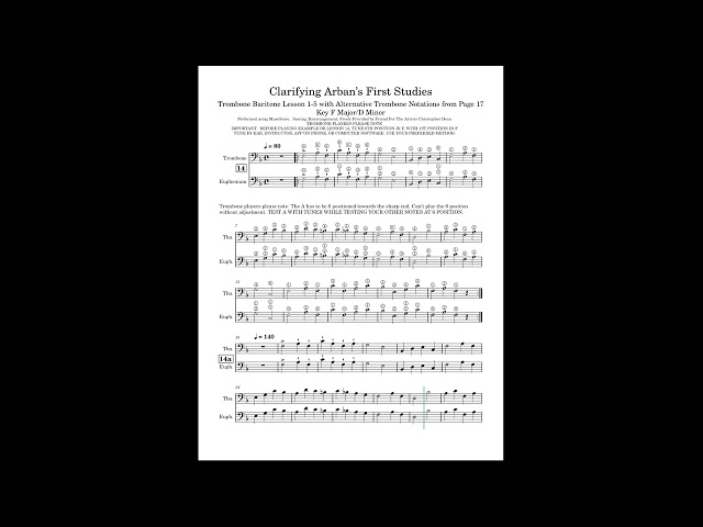 Lesson 15 w/ review of 14 "Arban's Famous Method for Trombone" Page view version. Page 21 in Ebook.