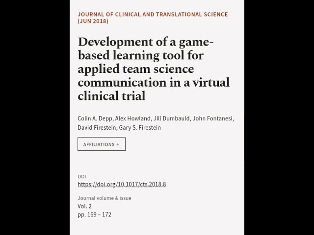 Development of a game-based learning tool for applied team science communication in a... | RTCL.TV