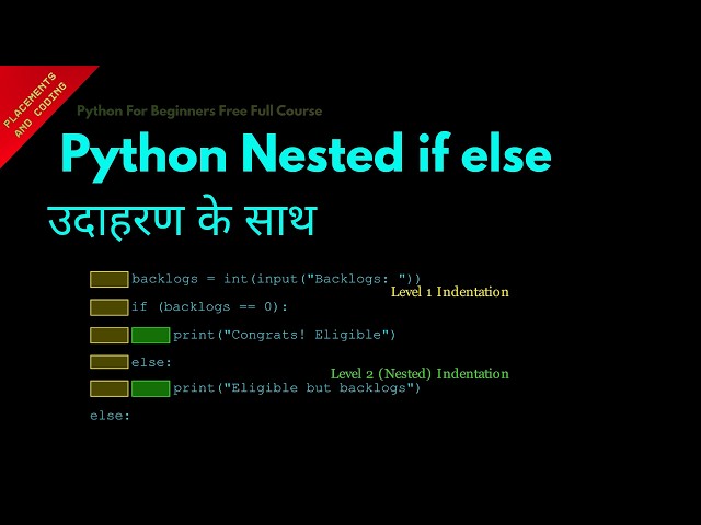 Python Nested if else with Example || Hindi || Lesson 37 || Python For Beginners ||