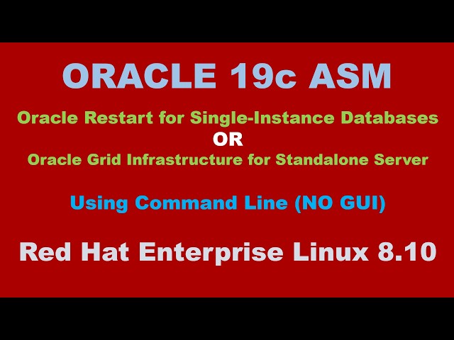 Oracle Restart for Single-Instance Databases (Grid Infrastructure for Standalone Server)