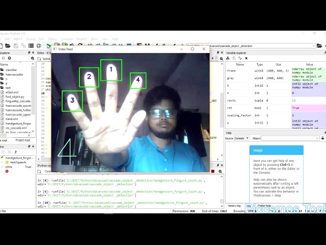 Hand Gesture fingers count using opencv python-3.6