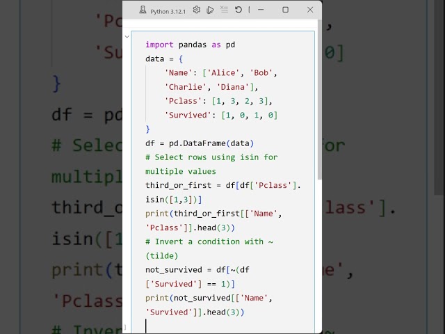 04 Using isin and Inverting Conditions in Pandas with Boolean Indexing