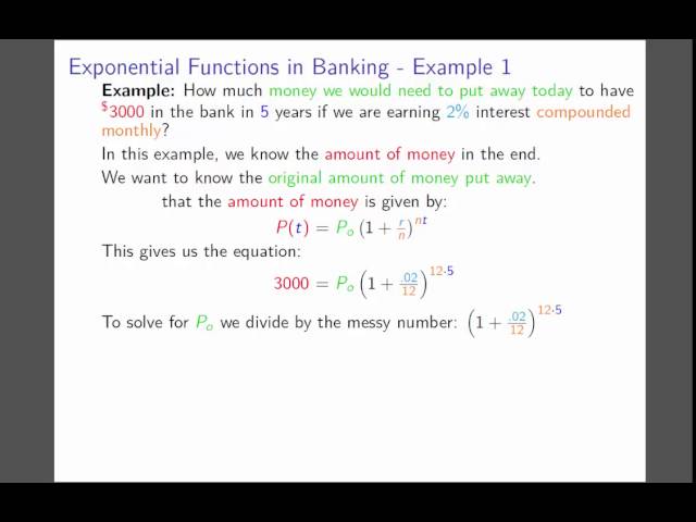 Exponential Functions and Banking - Example 1
