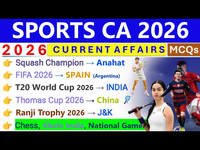 SPORTS CURRENT AFFAIRS 2026 | COMPLETE 2026 SPORTS CA | IMPORTANT SPORTS CURRENT AFFAIRS 2026 | 🔥🔥