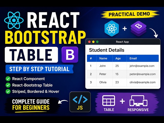 React-Bootstrap Table | Step-by-Step Practical Tutorial for Beginners