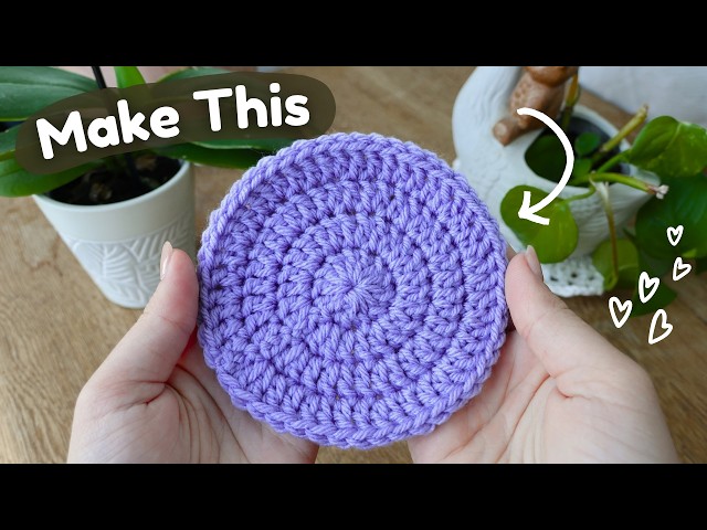How to Crochet a Basic Circle Coaster | Double Crochet