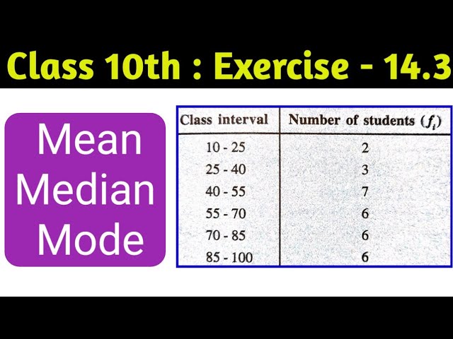 Class 10 Statistics Exercise 14.3 - Mean Median Mode | How to find mean median mode | CBSE Board 10