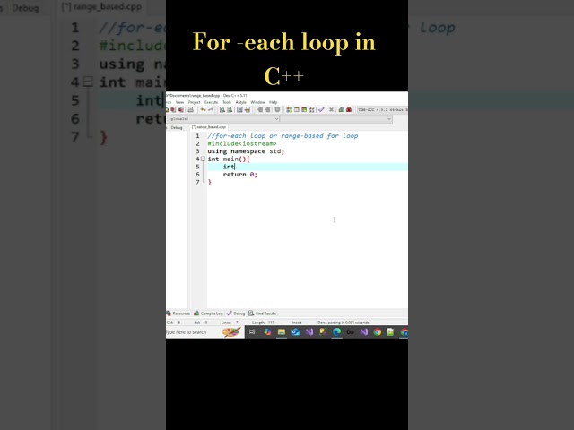for-each loop or range based loop in cpp. #shorts #ytshorts