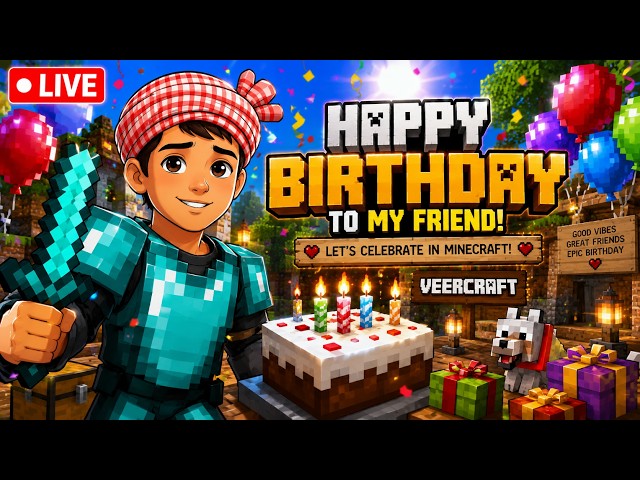 🔴 LIVE | 🎉 My Minecraft Friend's Birthday Special! 🎂 Skyblock, Fun & Celebration 🎁#minecraft#shorts
