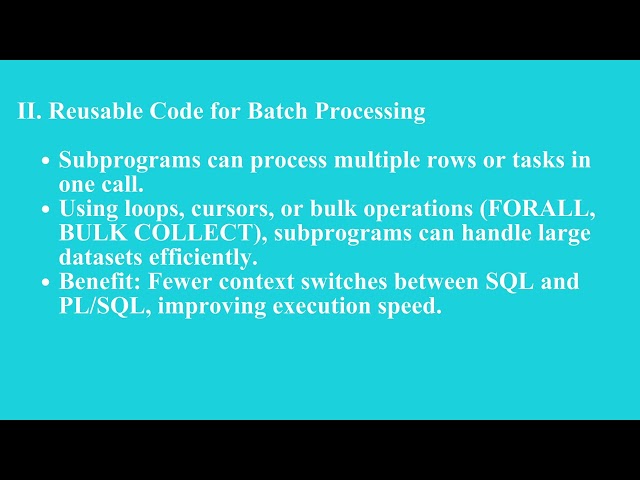 Benefits of Using PL/SQL Subprograms  | Q4 Oracle L19 P2 | SMILE ROAD