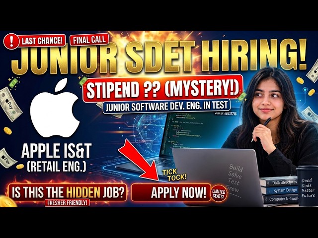 Apple Junior SDET — Hidden Job for Freshers? Stipend?? Full Details | Apply Now