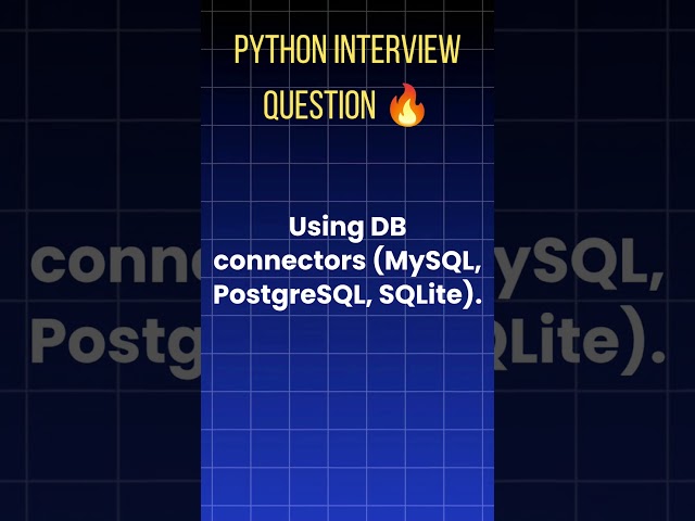 Python Interview Question 🔥 How Do You Connect Python with Database? | SSLABS #pythonprogramming