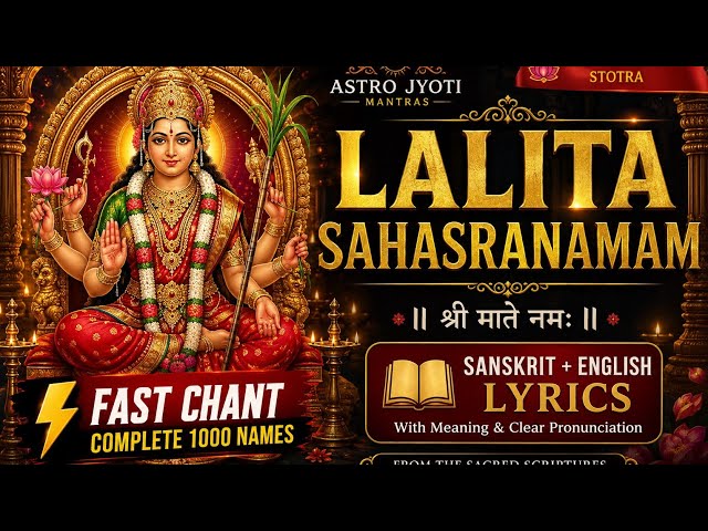 Shri Lalitha Sahasranama Stotram || Fast || Lyrics - Sanskrit - English.