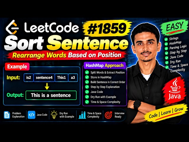 LeetCode 1859 Solution | Sorting the Sentence | Java HashMap