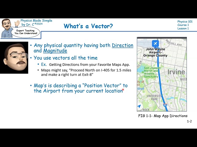 Dr. C's What's A Vector? L1.s2: #Vectors #college physics #math #calculus #physics