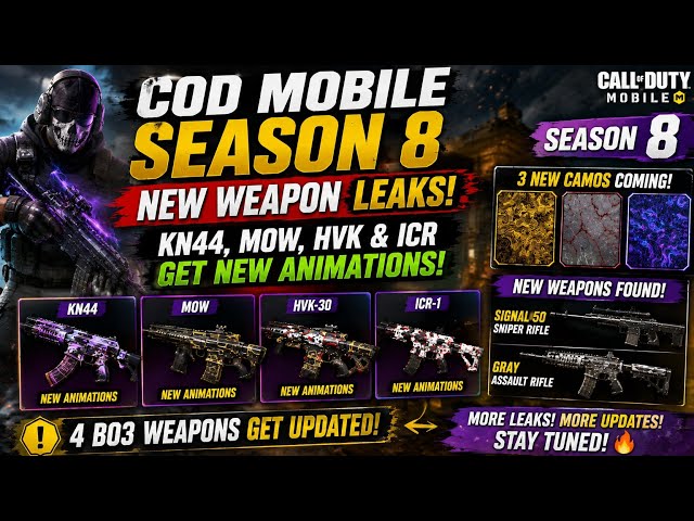 COD Mobile Season 8 NEW Weapon Leaks! KN44, MOW, HVK & ICR Get NEW Animations!