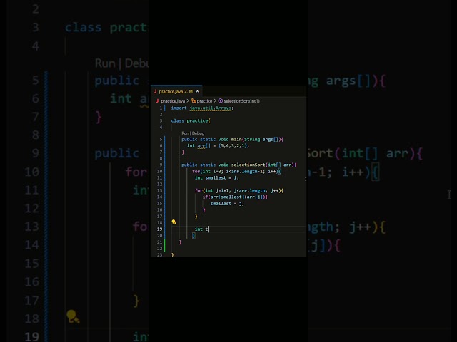 Selection Sort in Java | #shorts