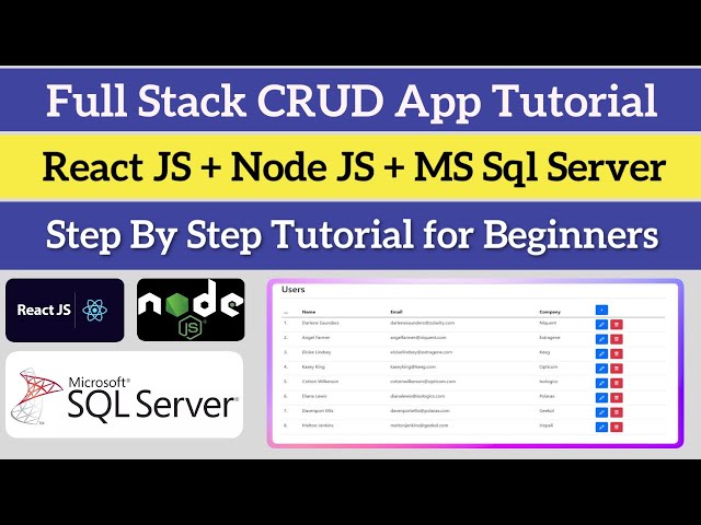 React JS CRUD Application | React JS + Node JS + Sql Server | React Hooks