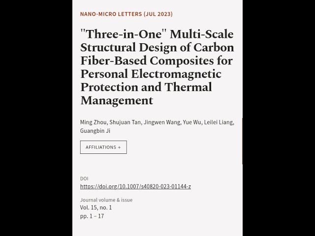 Three-in-One Multi-Scale Structural Design of Carbon Fiber-Based Composites for Perso... | RTCL.TV