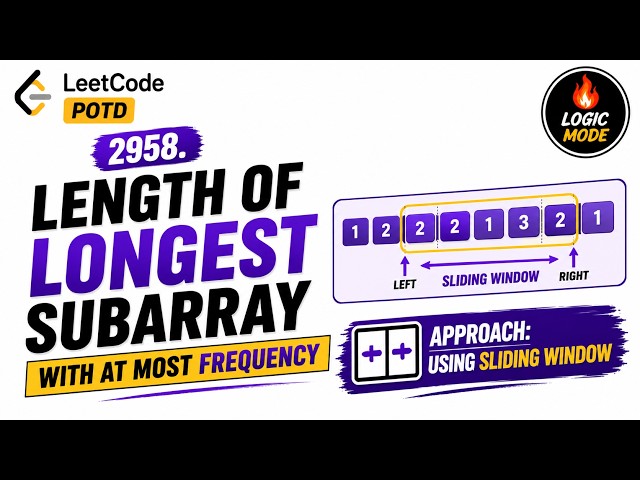 LeetCode 2958 | Length of Longest Subarray With at Most K Frequency 🔥 Sliding Window Explained | C++