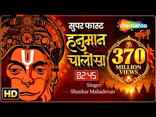 सबसे सुपर फास्ट हनुमान चालीसा (2.45 मिनट) | Super Fast Hanuman Chalisa | Shankar Mahadevan