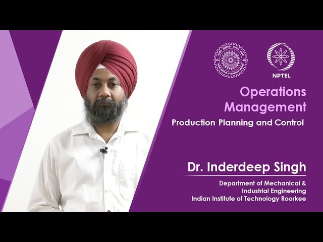 Lecture 26 Production Planning and Control