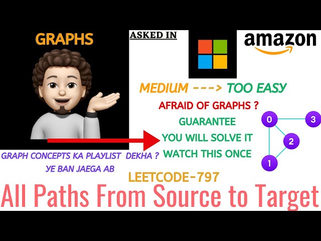 All Paths From Source to Target - (Amazon, Microsoft) : Explanation ➕ Live Coding