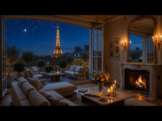 Paris Rain + Cozy Fireplace: Deep Sleep & Insomnia Relief Cozy Paris Apartment