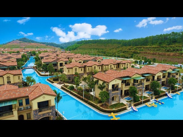 Huge Canal Pool Connects all Villas at Hot Springs Resort