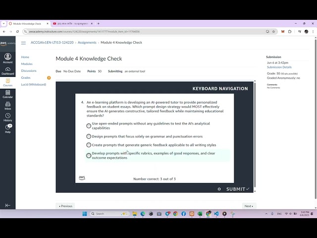 Module 4 Knowledge Check | Using Prompts and Prompt Engineering | AWS Generative AI Foundations