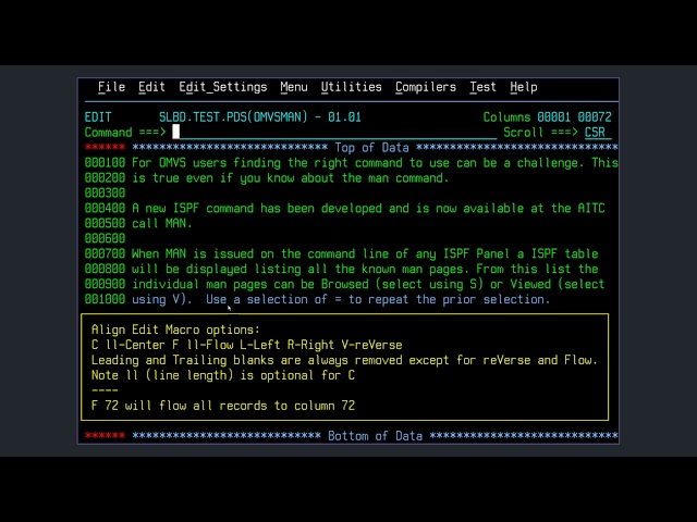 Align - ISPF Edit Command