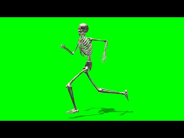 running skeleton green screen - free use