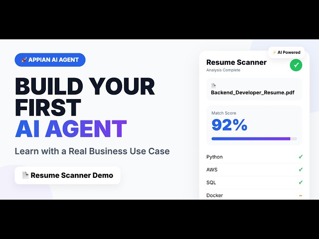 Build Your First Appian AI Agent | AI Resume Scanner Real-World Use Case
