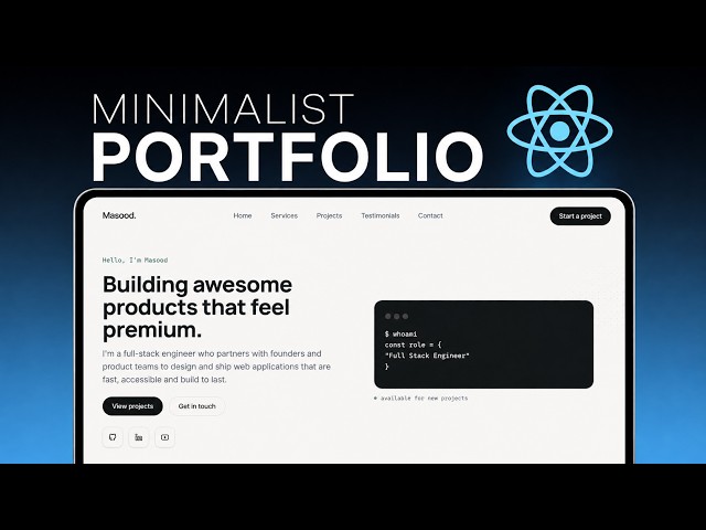 Build a Minimalist Portfolio Website with React & Tailwind CSS | Responsive Portfolio Design
