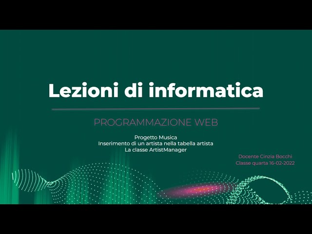 Programmazione web: Progetto Musica (VII) - Inserimento di un artista