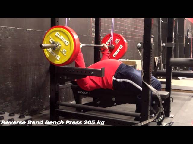 Reverse Band Bench Press up to 205 kg - Training 2015-11-23