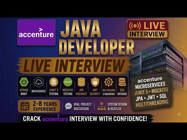 🔥 Accenture Java Developer Interview | 3-7 Years Experience | Spring Boot | Microservices | SQL