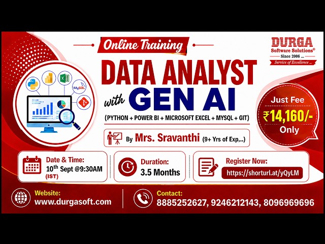 DATA ANALYST with GEN AI Online Training @ DURGASOFT