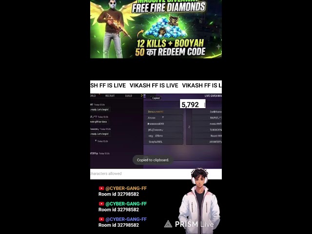 VIKASH is live free frie redeem code custom 🤑